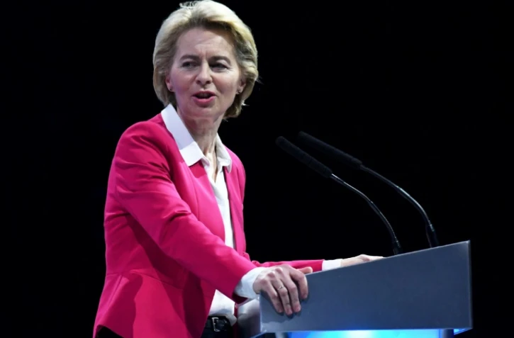 La présidente élue de la Commission européenne Ursula von der Leyen s'adresse aux représentants du Parti populaire européen (PPE) à Zagreb le 20 novembre 2019