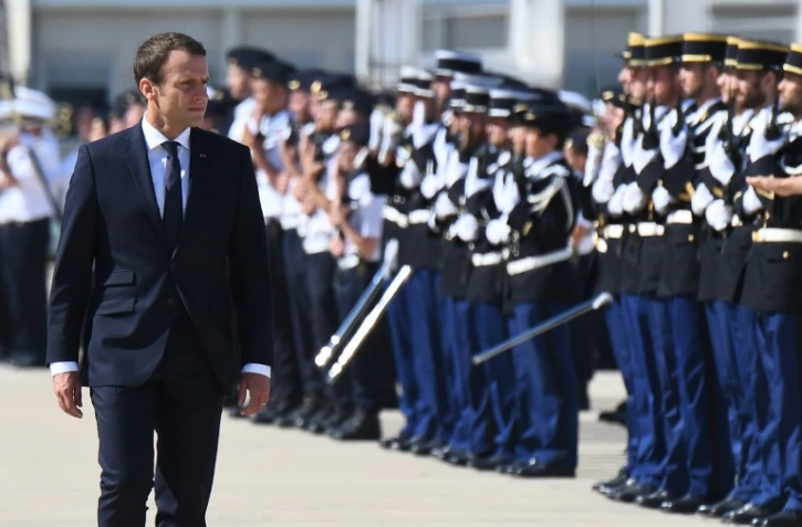 Le président Emmanuel Macron sur la base aérienne d'Istres (Bouches-du-Rhône), le 20 juillet 2017