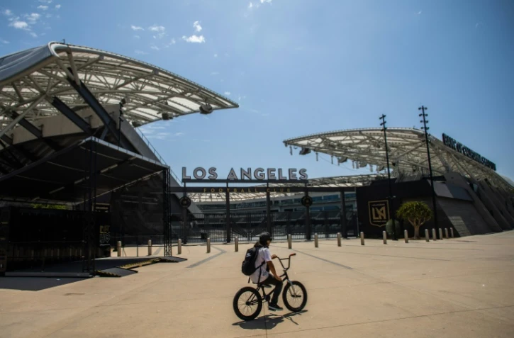 Le Banc of California Stadium, stade de l'équipe de football du Los Angeles FC le 9 mai 2020