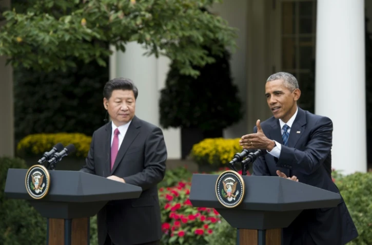 Le président américain Barack Obama et le président Xi Jinping lors d'une conférence de presse à la Maison blanche à Washington le 25 septembre 2015