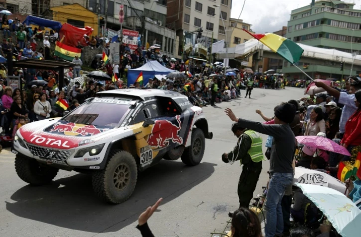 La Peugeot de Sébastien Loeb et Daniel Elena, le 7 janvier 2017 à La Paz