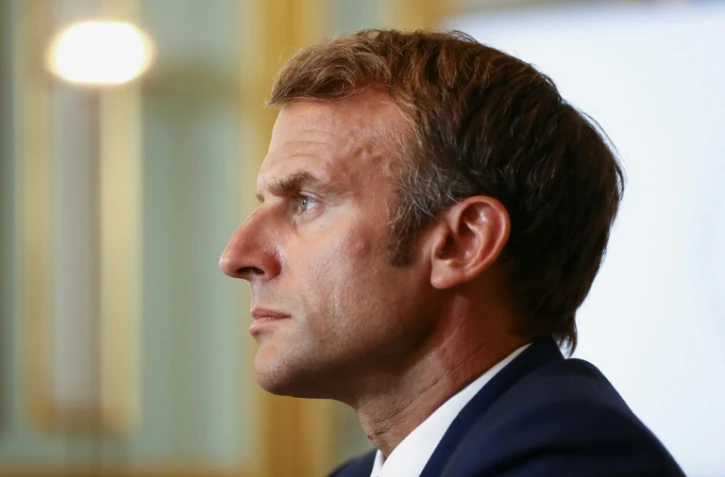 Le président Emmanuel Macron lors d'un sommet virtuel du G7 à l'Elysee à Paris le 24 août 2021