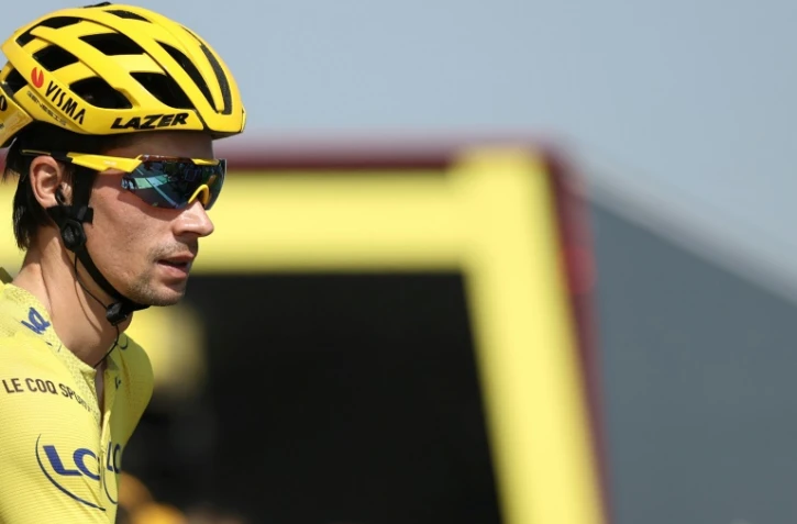 Primoz Roglic avec le maillot jaune, le 18 septembre 2020.