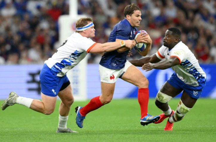 Antoine Dupont lors de la victoire des Bleus contre la Namibie (96-0) jeudi à Marseille, dans le cadre du Mondial-2023