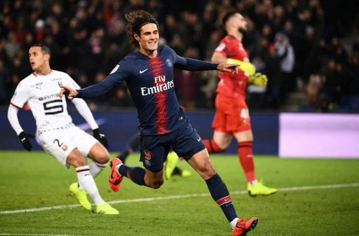 Le buteur parisien Edinson Cavani s'est offert un doublé contre Rennes au Parc des Princes, le 27 janvier 2019 