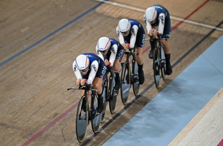 L'équipe de France féminine de poursuite médaille de bronze aux Mondiaux, le 6 août 2023 à Glasgow 