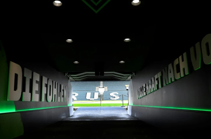 Le tunnel qui mène au terrain du Borussia Park, le stade de l'équipe de football de Mönchengladbach le 10 mars 2020