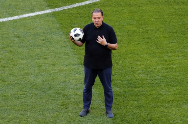 Le sélectionneur de la Tunisie, Nabil Maaloul, dirige une séance d'entraînement au stade de Saransk, le 27 juin 2018