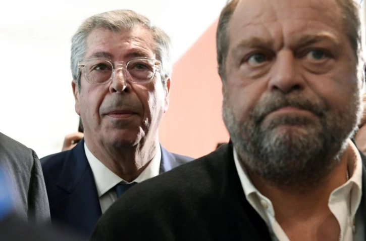 Patrick Balkany (G) et son avocat Eric Dupond-Moretti le 13 mai 2019 à Paris