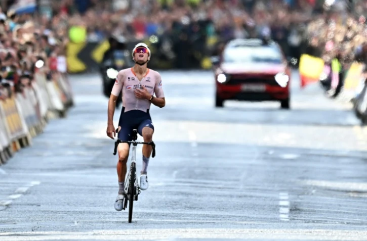Le Néerlandais Mathieu van der Poel, sacré champion du monde, le 6 août 2023 à Glasgow