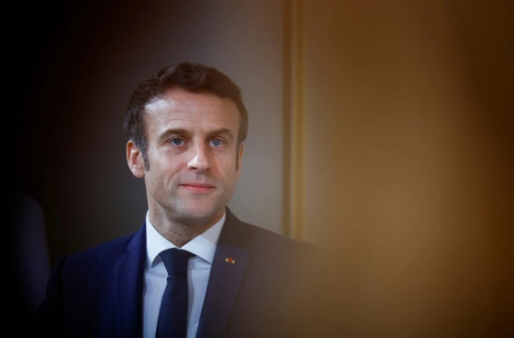 Le président Emmanuel Macron lors d'une cérémonie à l'occasion des 60 ans des accords d'Evian, mettant fin à la guerre d'Algérie, le 19 mars 2022 à l'Elysée, à Paris