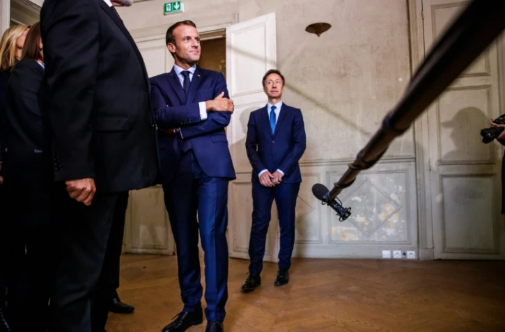 Emmanuel Macron et Stéphane Bern à la Villa Viardot à Bougival le 15 septembre 2018 pour les Journées européennes du patrimoine