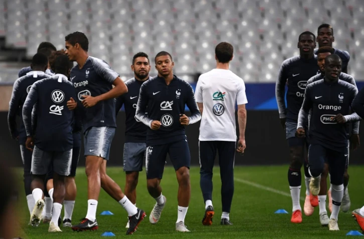 Les joueurs de l'équipe de France à l'entraînement, le 15 octobre 2018 au Stade de France