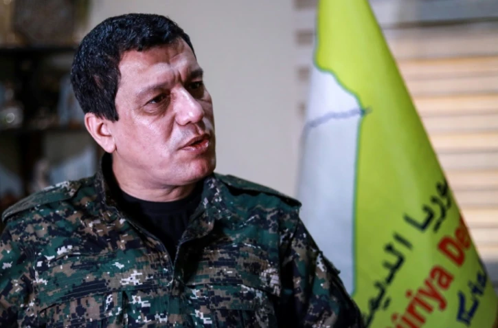 Mazloum Kobani, commandant en chef des Forces démocratiques syriennes lors d'un entretien exclusif avec l'AFP près de Hassaké dans le nord de la Syrie, le 24 janvier 2019