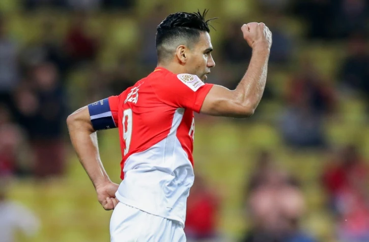 L'attaquant Radamel Falcao inscrit le second but pour Monaco contre Caen à Louis II, le 21 octobre 2017 