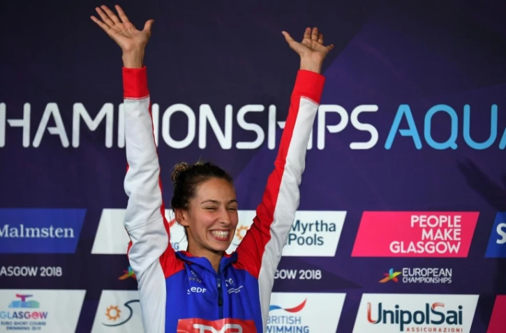 Fantine Lesaffre médaillée d'or du 400 m 4 nages lors de l'Euro de natation à Glasgow le 3 août 2018