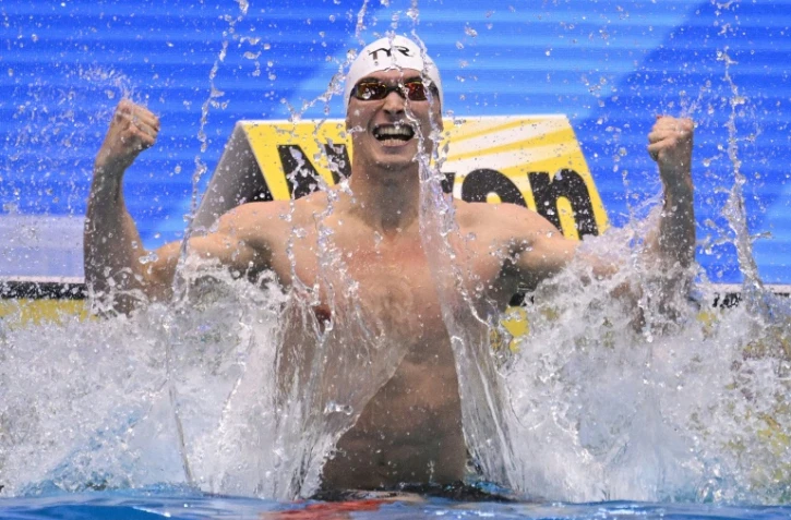 Le Français Maxime Grousset, sacré champion du monde du 100 m papilllon, le 29 juillet 2023 à Fukuoka