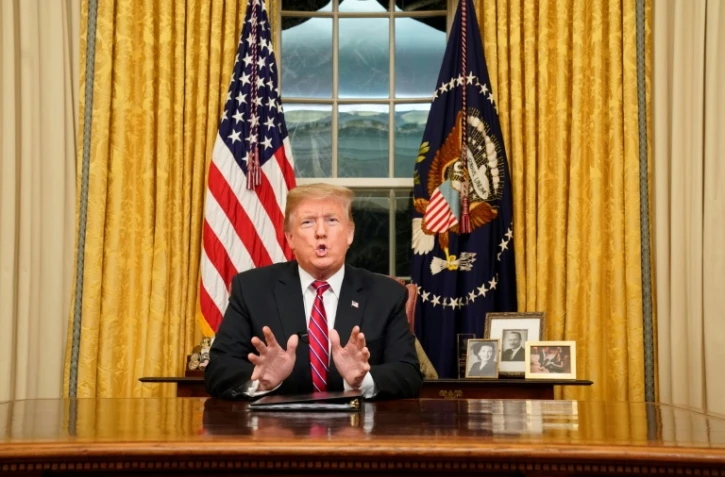 Le président américain Donald Trump a donné le 8 janvier 2019 sa première allocution à la nation depuis le Bureau ovale de la Maison Blanche