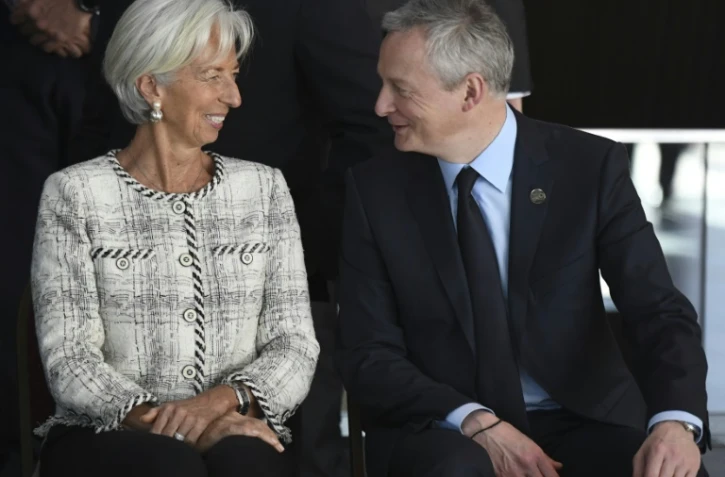 Christine Lagarde, directrice générale du FMI, au côté du ministre français de l'Economie, Bruno Le Maire, au G20 Finances à Buenos Aires, le 19 mars 2018