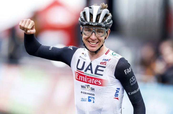 Le Slovène Tadej Pogacar remporte l'Amstel Gold Race, le 16 avril 2023 à Valkenburg  