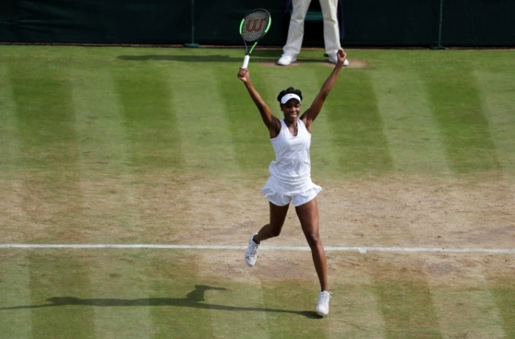Venus Williams, 37 ans, victorieuse de Johanna Konta en demi-finale du tournoi de Wimbledon, le 13 juillet 2017 