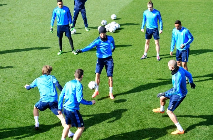 Les joueurs du Real, dont Ronaldo au centre, lors d'une séance d'entraînement, le 7 mars 2016 à Madrid