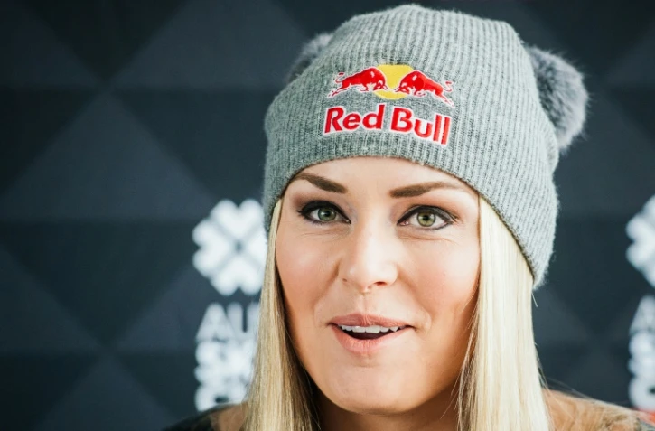 Lindsey Vonn en conférence de presse, le 23 février 2016 à Hammarbybacken près de Stockholm