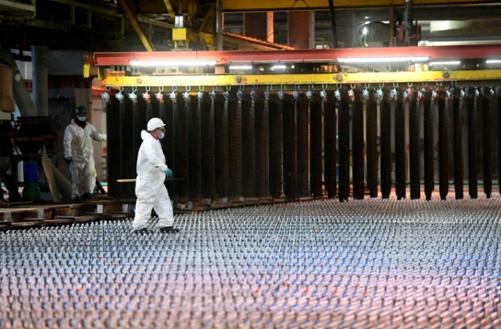 Dans l'usine de fabrication de zinc Nyrstar à Auby, dans le nord de la France, le 7 janvier 2022