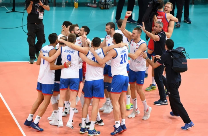 Les Serbes battent les Français 3-2 en demi finale de l'Euro de volley le 27 septembre 2019