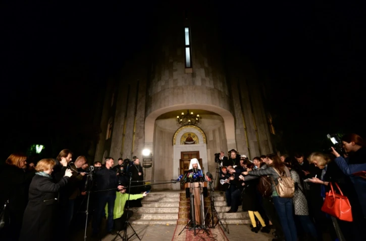 Le métropolite Hilarion, chargé de la diplomatie du Patriarcat de Moscou, annonce la rupture avec le Patriarcat de Constantinople, à l'issue d'un synode à Minsk le 15 octobre 2018
