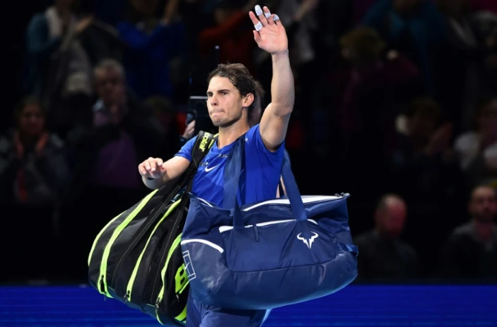 Rafael Nadal dit avoir au public du Masters, le 13 novembre 2017 après sa défaite face à David Goffin