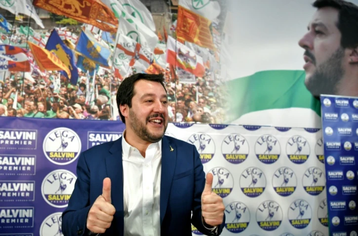 Le chef de la Ligue Matteo Salvini, lors d'une conférence de presse au siège du parti, le 5 mars 2018 à Milan