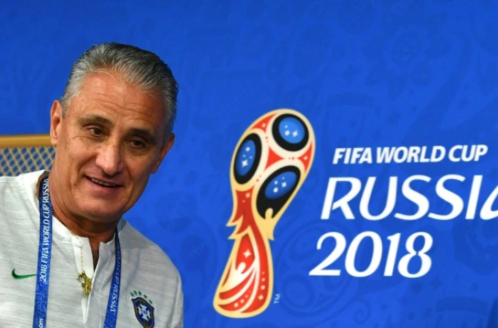 Le sélectionneur du Brésil Tite en conférence de presse à Moscou le 26 juin 2018 lors du Mondial