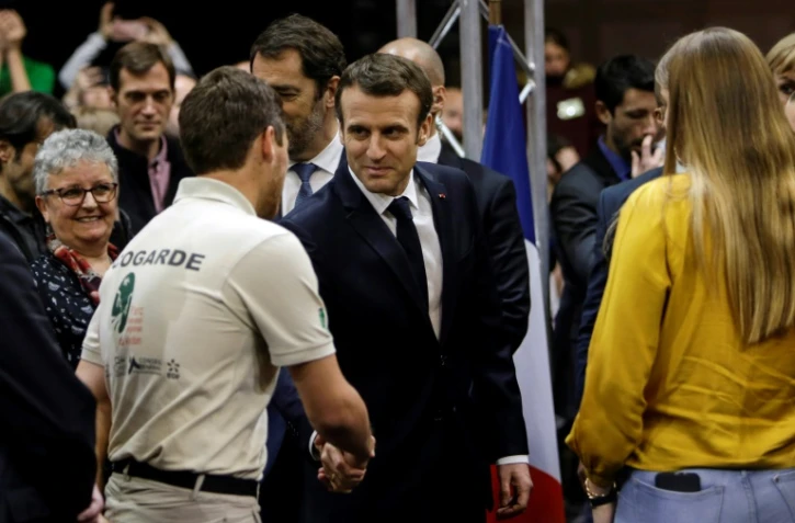 Emmanuel Macron arrive à Gréoux-les-Bains, le 7 mars 2019, pour un débat sur l'environnement