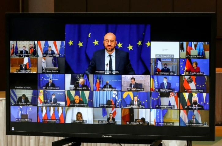 Le président du Conseil européen Charles Michel à l'ouverture du sommet qui se tient en visioconférence, le 25 mars 2021