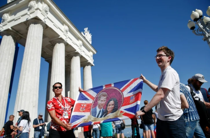 Des supporters anglais avant le match contre la Tunisie, le 18 juin 2018 à Volgograd
