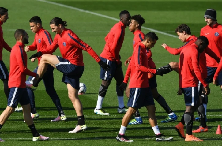Les joueurs du PSG s'entraînent au Camp des Loges, le 5 avril 2016