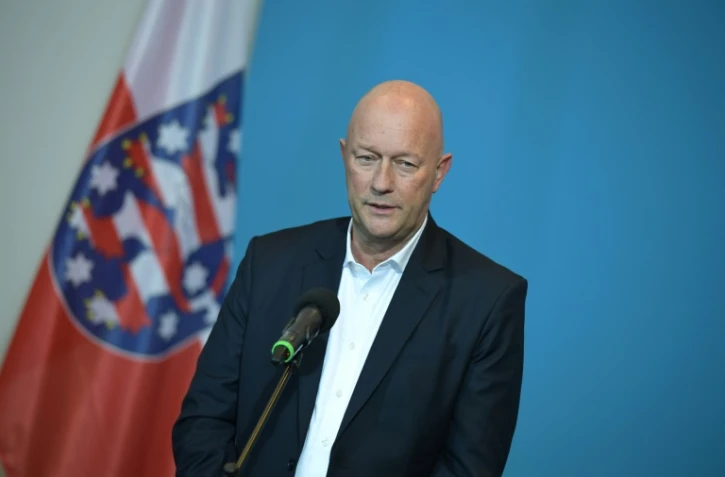 Thoma Kemmerich, lader du parti libéral FDP, élu président de la région Thuringe, lors d'une conférence de presse, le 5 février 2020 à Erfurt