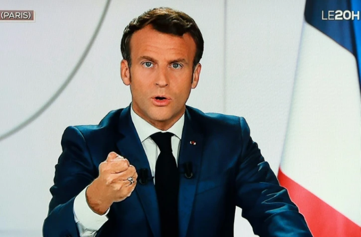 Emmanuel Macron à l'Elysée lors d'une interview télévisée diffusée sur TF1 le 21 juillet 2020