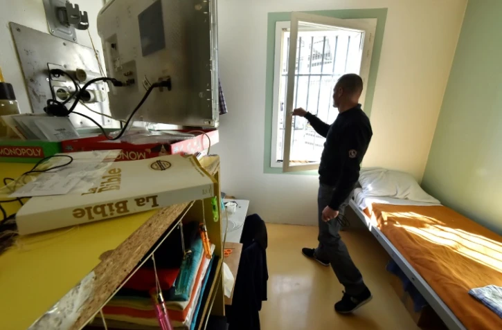 Une des cellules de 9m2 de la Maison d'arrêt de Mont-de-Marsan, le 26 janvier 2017