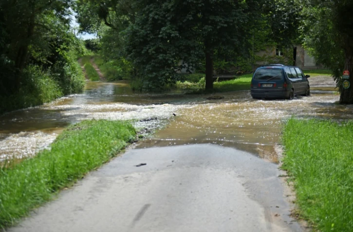 Débordement de la rivière "La Queugne" le 8 juin 2018, dans le Cher