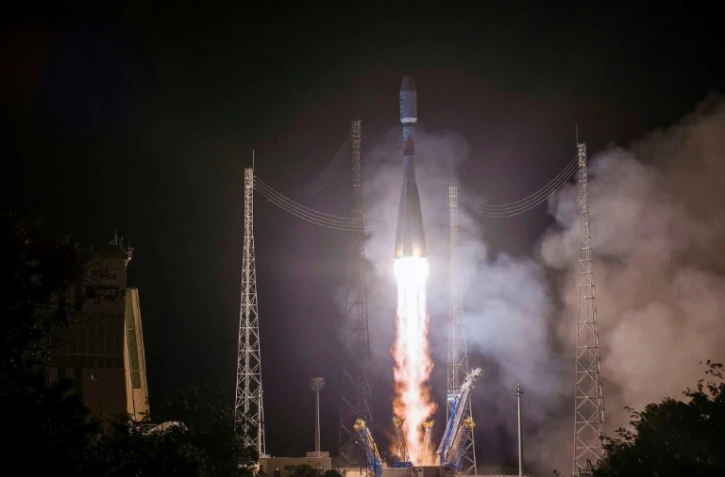 Une fusée Soyouz décolle du centre spatial de Kourou en novembre 2018 en Guyane française