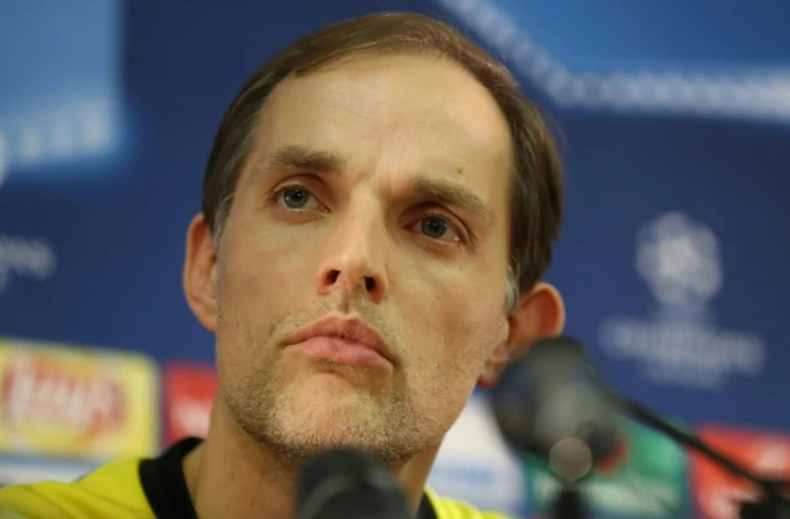 L'Allemand Thomas Tuchel, alors entraîneur de Dortmund, en conférence de presse, le 18 avril 2017 à Monaco