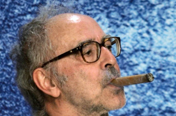 Le réalisateur franco-suisse Jean-Luc Godard le 18 mai 2004 lors du 57e festival de Cannes
