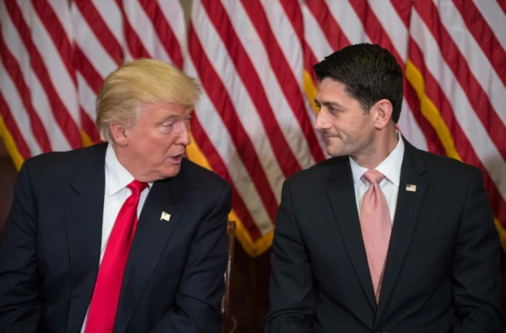 Le président élu Donald Trump et et le président républicain de la Chambre des représentants Paul Ryan le 10 novembre 2016 à Washington