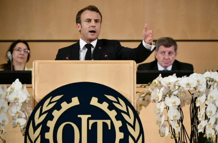 Emmanuel Macron prononce un discours devant l'Organisation internationale du travail à Genève, le 11 juin 2019
