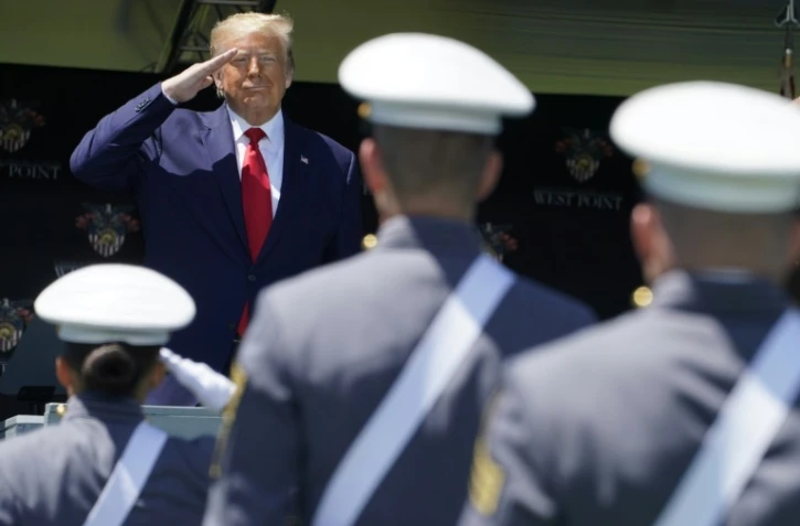 Donald Trump lors d'une cérémonie à l'académie militaire de West Point, près de New York, le 13 juin 2020