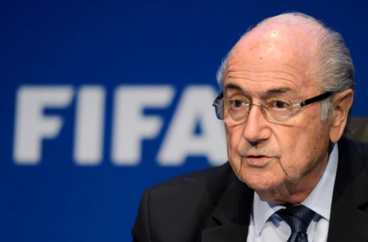 Sepp Blatter, alors président de la Fifa, en conférence de presse, le 30 mai 2015 à Zurich