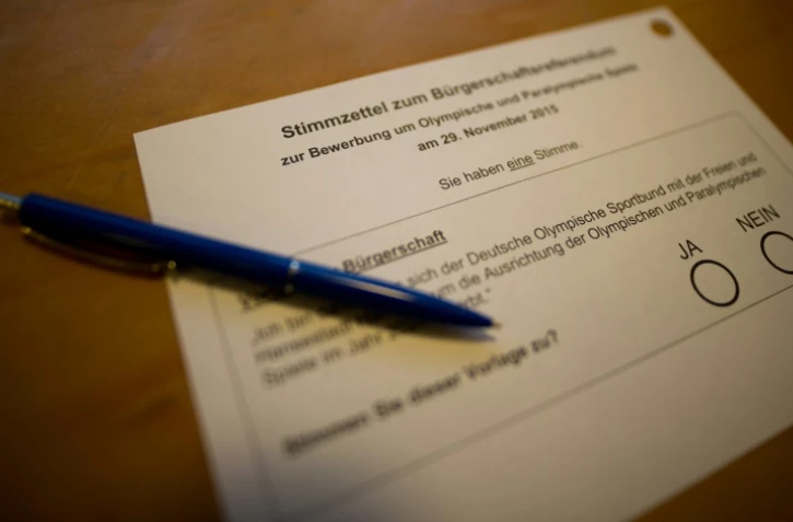 Un bulletin de vote pour le référendum sur la candidature d'Hambourg à l'organisationdes JO d'été 2024, le 29 novembre 2015