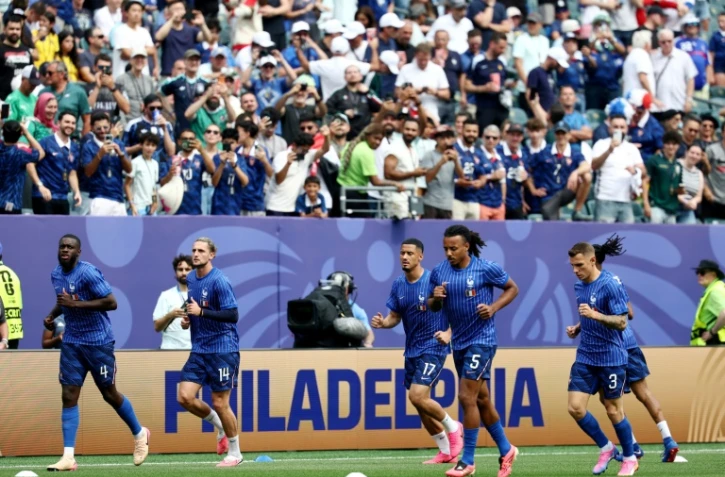 Les Bleus à l'échauffement au stade de Philadelphie le 22 juin 2026 avant leur match contre l'Irak pour le compte de la 2e journée de la phase de poules du Mondial-2026